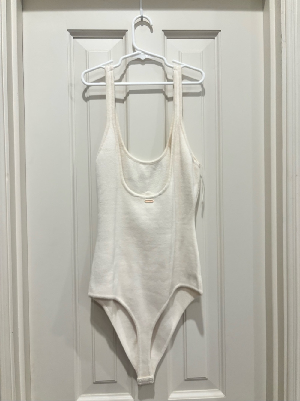 Victoria's Secret Cream Scoop Neck Ribbed Bodysuit